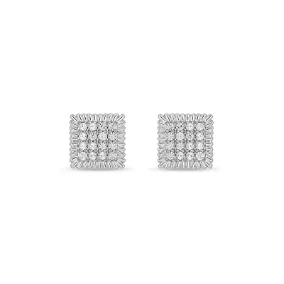 Lab Created 1/5 Carat Lab Grown Diamond Bold Square Men’s Earring in Sterling Silver