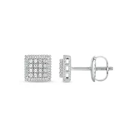 Lab Created 1/5 Carat Lab Grown Diamond Bold Square Men’s Earring in Sterling Silver