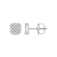 Lab Created 1/4 Carat Lab Grown Diamond Cushion Men’s Earring in Sterling Silver