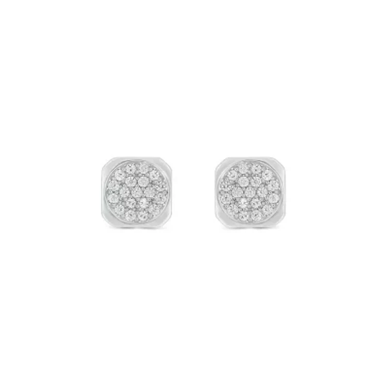 Lab Created 1/4 Carat Lab Grown Diamond Square Men’s Earring in Sterling Silver