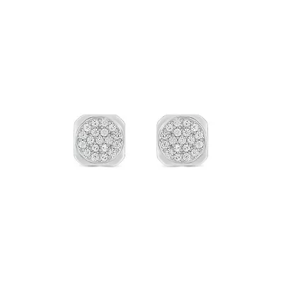Lab Created 1/4 Carat Lab Grown Diamond Square Men’s Earring in Sterling Silver
