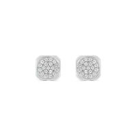 Lab Created 1/4 Carat Lab Grown Diamond Square Men’s Earring in Sterling Silver