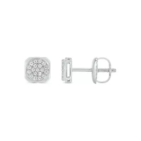 Lab Created 1/4 Carat Lab Grown Diamond Square Men’s Earring in Sterling Silver