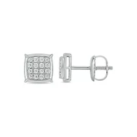 Lab Created 1/3 Carat Lab Grown Diamond Cushion Men’s Earring in Sterling Silver