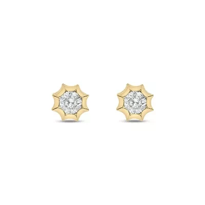 Lab Created 1/3 Carat Lab Grown Diamond Star Bezel Studs Earring in 10KT Yellow Gold