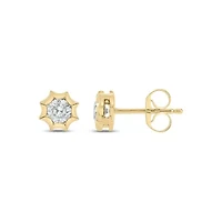 Lab Created 1/3 Carat Lab Grown Diamond Star Bezel Studs Earring in 10KT Yellow Gold