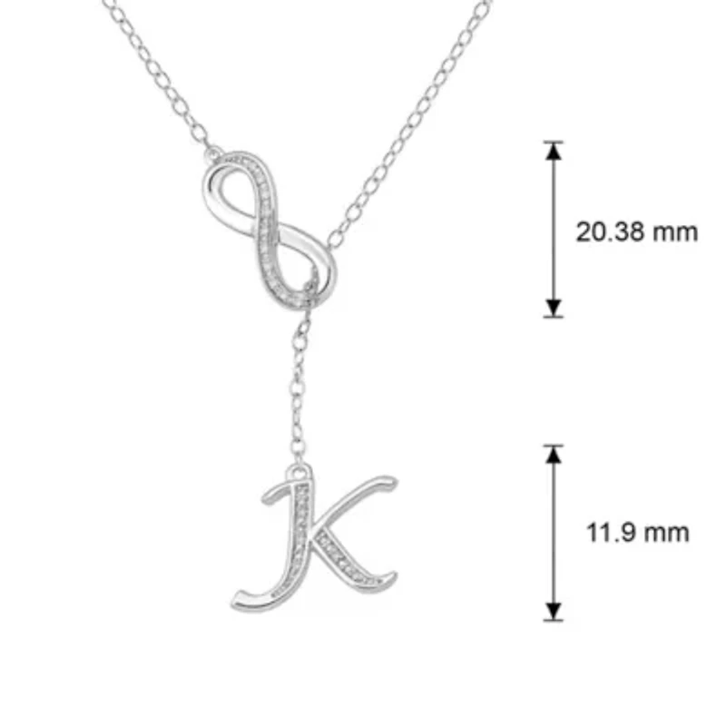 Diamond Accent Initial Infinity Lariat Necklace In Sterling Silver