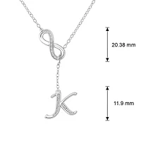Diamond Accent Initial Infinity Lariat Necklace In Sterling Silver