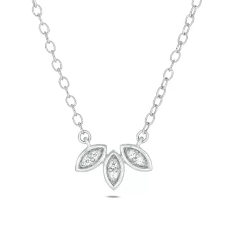 Lab Created Diamond Accent Lab Grown Diamond Marquise Shaped Necklace in Sterling Silver