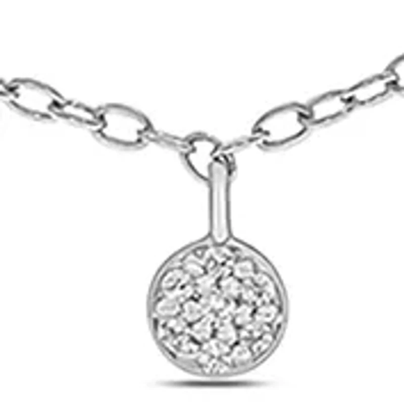 1/10 ct. t.w. Diamond Cluster Pendant Choker Necklace in Sterling Silver
