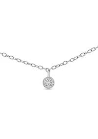 1/10 ct. t.w. Diamond Cluster Pendant Choker Necklace in Sterling Silver