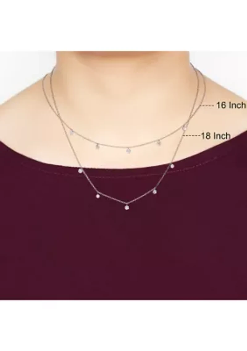1/10 ct. t.w. Diamond Cluster Pendant Choker Necklace in Sterling Silver