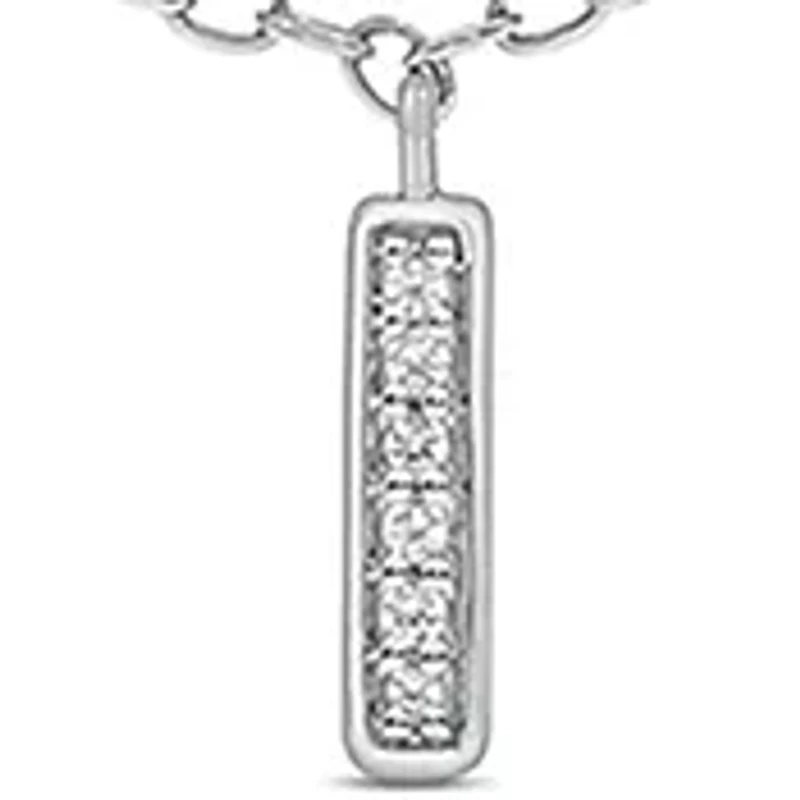 1/10 ct. t.w. Diamond Bar Pendant Choker Necklace in Sterling Silver