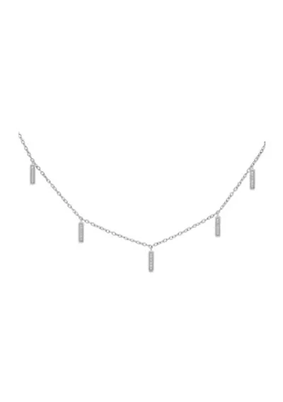 1/10 ct. t.w. Diamond Bar Pendant Choker Necklace in Sterling Silver