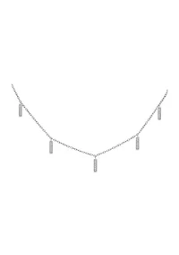1/10 ct. t.w. Diamond Bar Pendant Choker Necklace in Sterling Silver