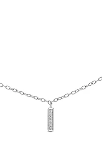 1/10 ct. t.w. Diamond Bar Pendant Choker Necklace in Sterling Silver