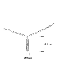 1/10 ct. t.w. Diamond Bar Pendant Choker Necklace in Sterling Silver