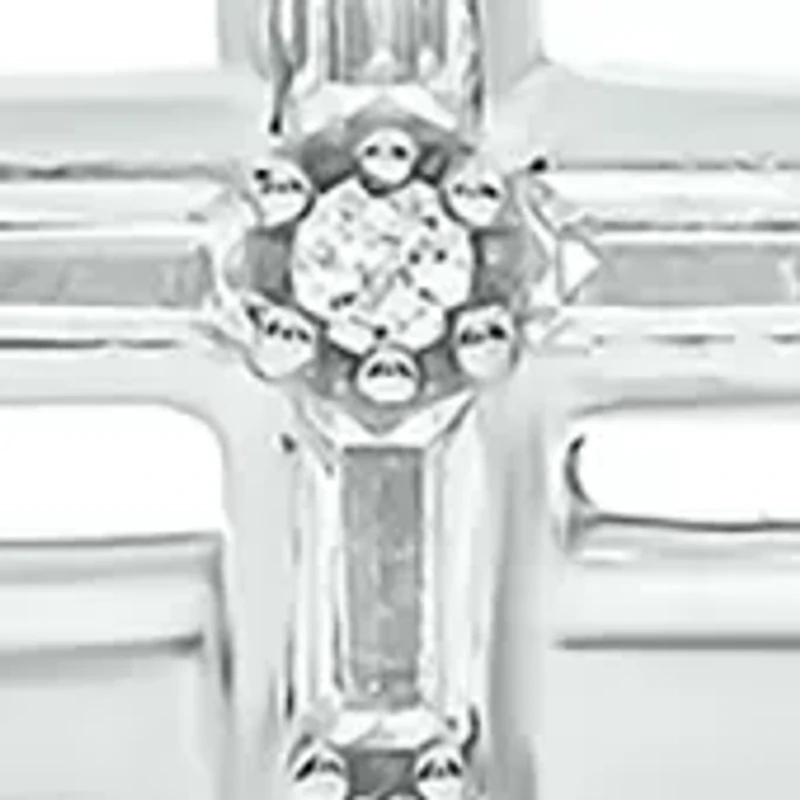 1/10 ct. t.w. Baguette Round White Diamond Sideways Cross Pendant Necklace in Gold Over Sterling Silver