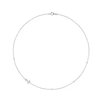 1/10 ct.t.w Diamond Anchor Bezel Charm Necklace in 14K White Gold