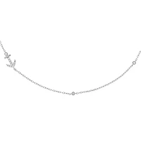 1/10 ct.t.w Diamond Anchor Bezel Charm Necklace in 14K White Gold