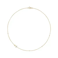 1/10 ct.t.w Diamond Anchor Bezel Charm Necklace in 14K Yellow Gold