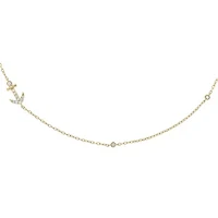 1/10 ct.t.w Diamond Anchor Bezel Charm Necklace in 14K Yellow Gold