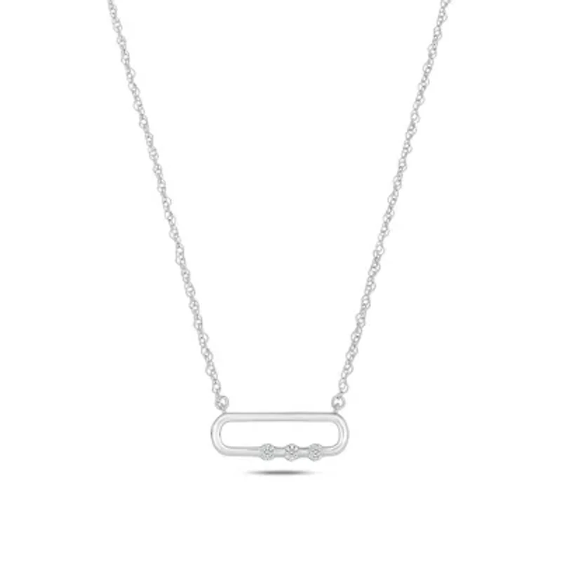 Lab Created 1/10 ct. t.w. Lab Grown Diamond Paper Clip Modern Sparkle Necklace in Sterling Silver