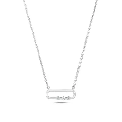 Lab Created 1/10 ct. t.w. Lab Grown Diamond Paper Clip Modern Sparkle Necklace in Sterling Silver