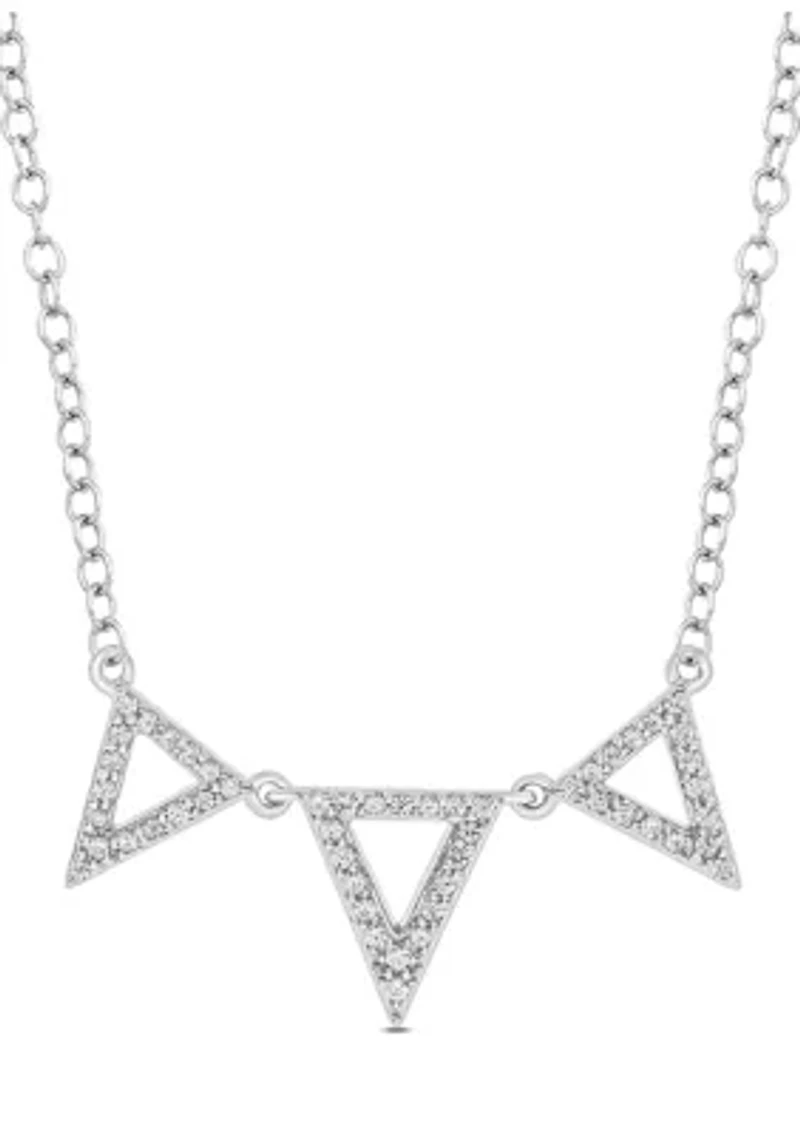 1/6 ct. t.w. Diamond Triangle Pendant Necklace in Sterling Silver