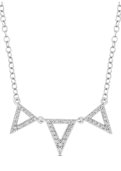 1/6 ct. t.w. Diamond Triangle Pendant Necklace in Sterling Silver