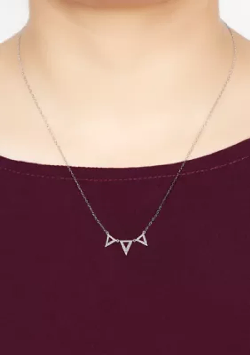 1/6 ct. t.w. Diamond Triangle Pendant Necklace in Sterling Silver