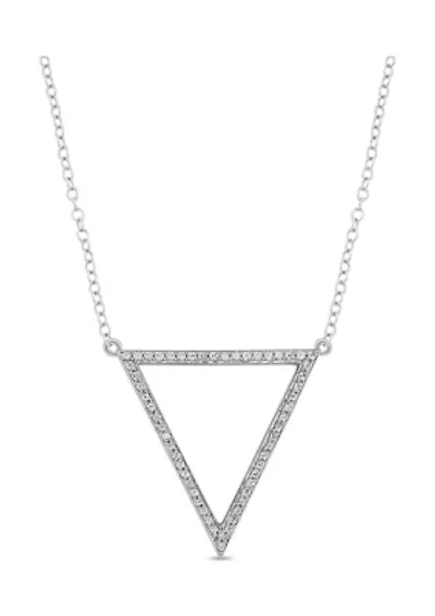 1/6 ct. t.w. Diamond Triangle Pendant  Necklace in 10K White Gold
