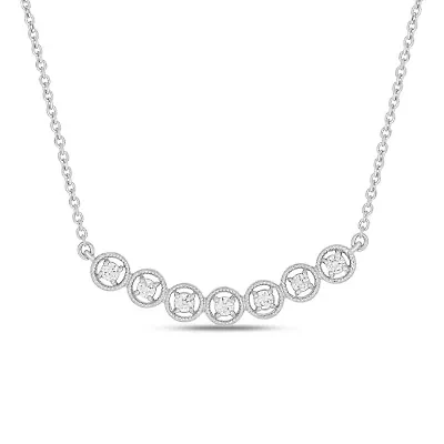 1/6 Carat,Diamond Bar Necklace Pendant in sterling silver
