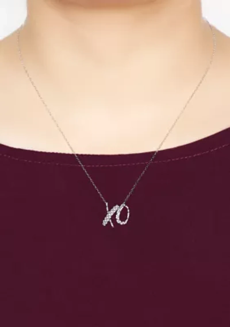 1/5 ct. t.w. Round White Diamond XO Pendant Necklace in Sterling SIlver