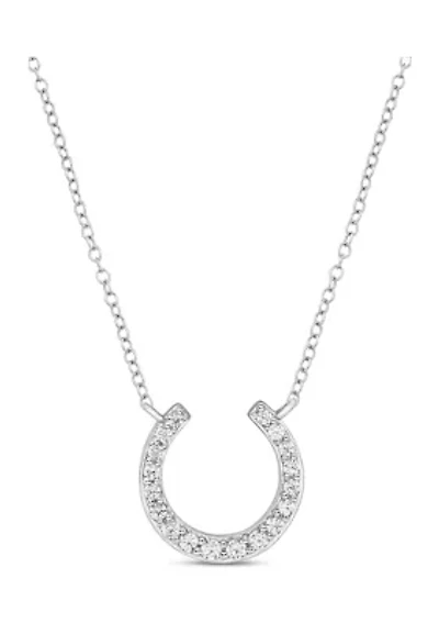 1/5 ct. t.w. Diamond Horseshoe Pendant Necklace in Sterling Silver