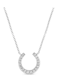1/5 ct. t.w. Diamond Horseshoe Pendant Necklace in Sterling Silver