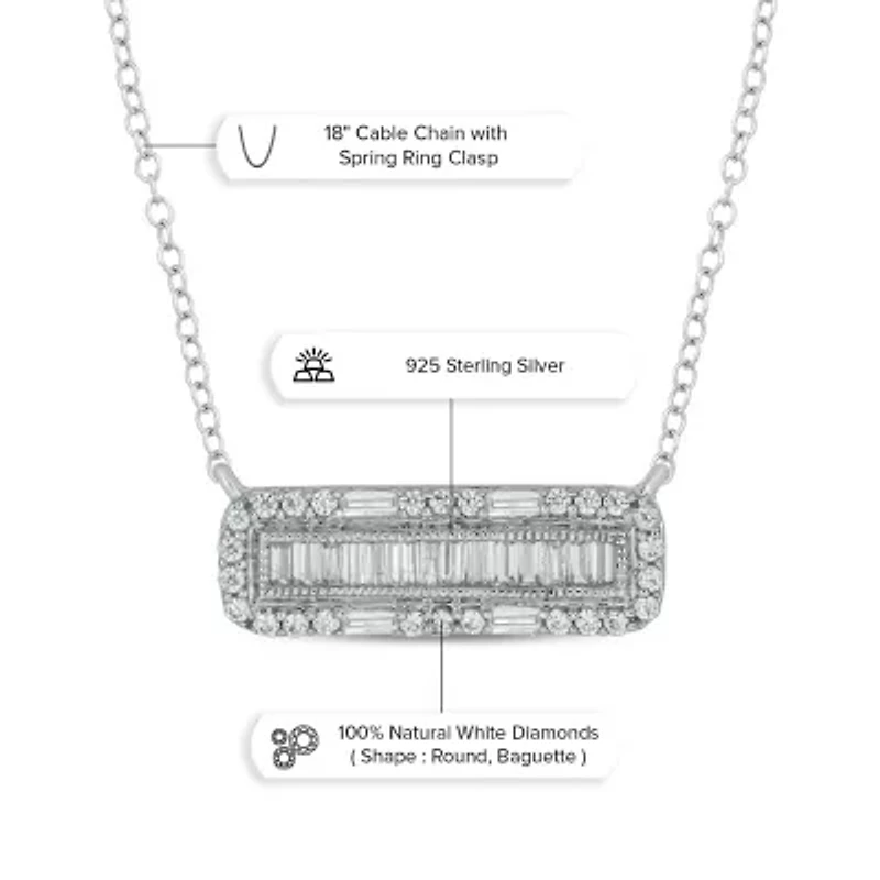 1/5 ct. t.w. Diamond Bar Necklace In Sterling Silver