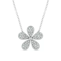 1/5 ct. t.w. Diamond Flower Necklace In Sterling Silver