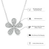 1/5 ct. t.w. Diamond Flower Necklace In Sterling Silver