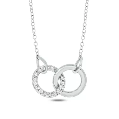 1/5 ct.t.w Diamond Circle Interlocking Pendant Necklace in 14K Gold