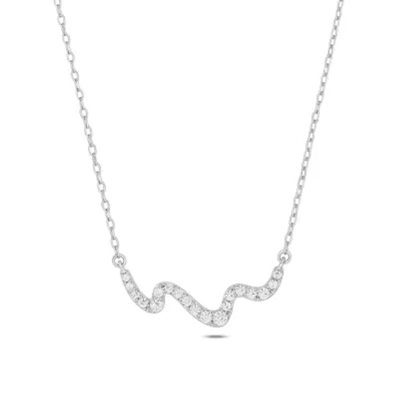Lab Created 1/5 ct. t.w. Lab Grown Diamond Wave Necklace in Sterling Silver