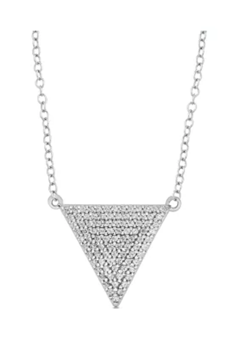 1/4 ct. t.w. Diamond Triangle Pendant Necklace in Sterling Silver