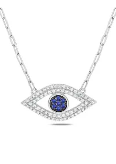Lab Created 1/4 ct. t.w. Diamond Evil Eye Necklace In Sterling Silver