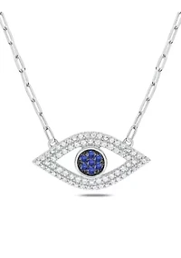 Lab Created 1/4 ct. t.w. Diamond Evil Eye Necklace In Sterling Silver
