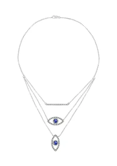 ct. t.w. Diamond Evil Eye Necklace In Sterling Silver