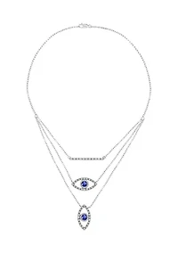 ct. t.w. Diamond Evil Eye Necklace In Sterling Silver