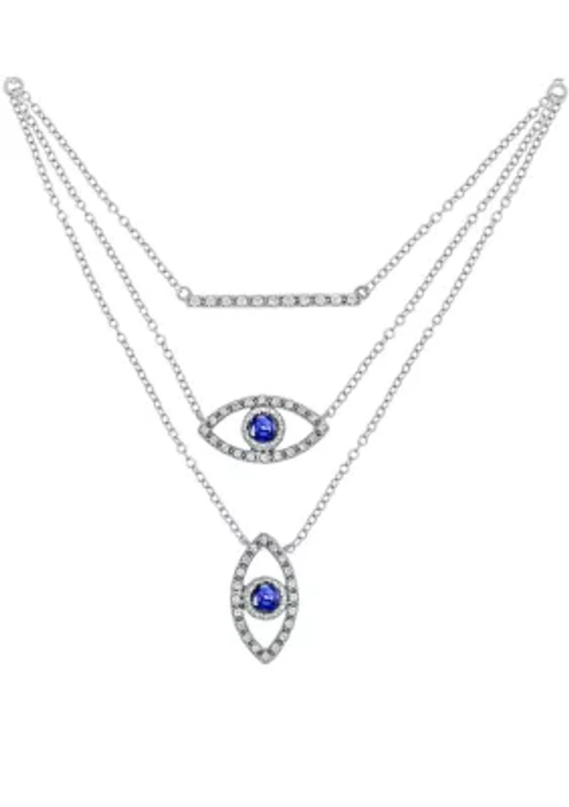 ct. t.w. Diamond Evil Eye Necklace In Sterling Silver