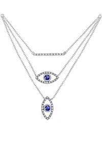 ct. t.w. Diamond Evil Eye Necklace In Sterling Silver