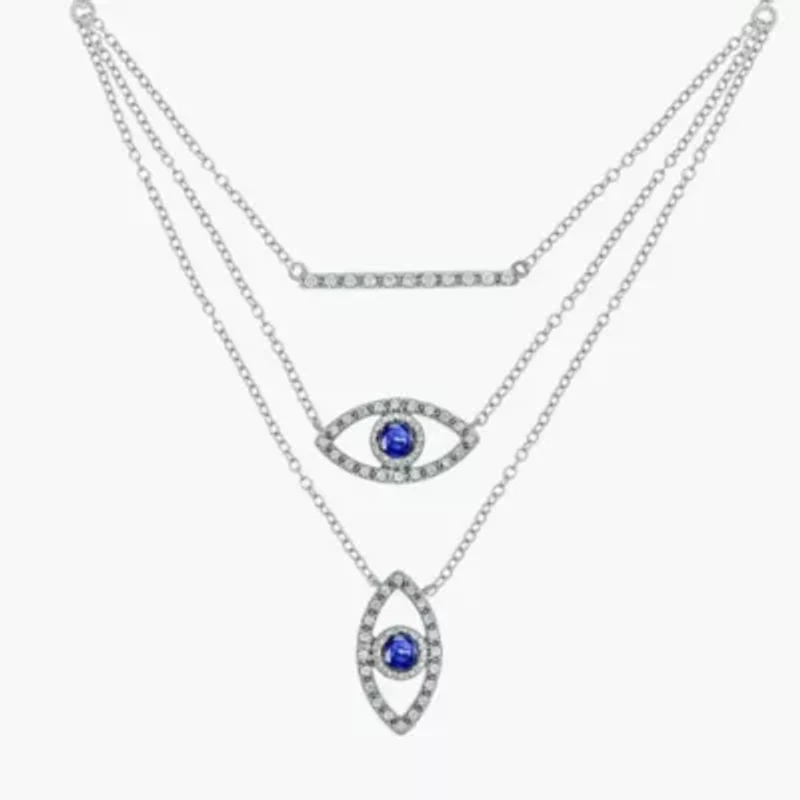 ct. t.w. Diamond Evil Eye Necklace In Sterling Silver