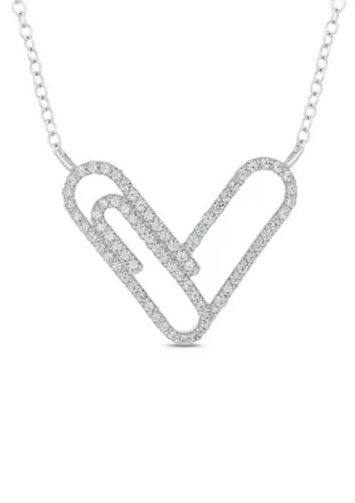 1/4 ct. t.w. Diamond Paper Clip Styled Necklace In Sterling Silver